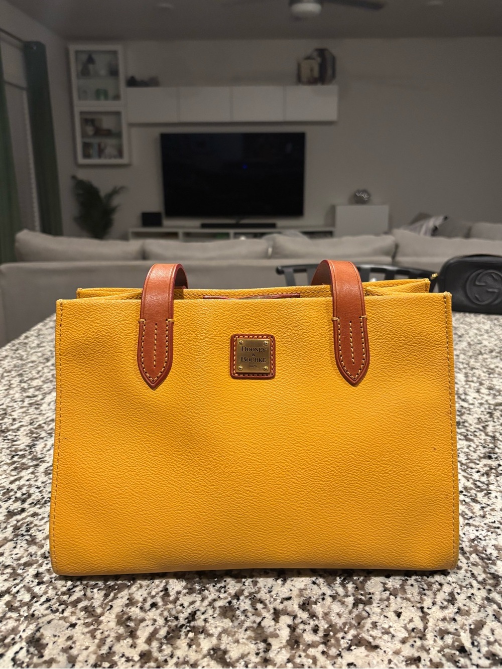 Dooney & Bourke Yellow Leather and Brown Satchel